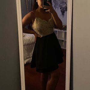 Beautiful Homecoming Gold and Black Dress